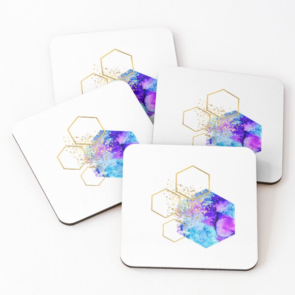 Item preview, Bright blue abstract alcohol ink honeycomb design designed and sold by CreativeStrand.