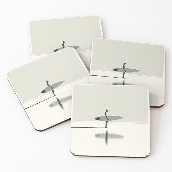 Item preview, Surfer's Quiet Reflection: Minimalist Shoreline Art designed and sold by Tsurfinculture.