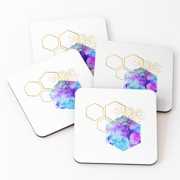 Item preview, Bright blue abstract alcohol ink honeycomb design designed and sold by CreativeStrand.