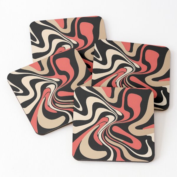 Item preview, Cool Groove Retro Swirl Abstract in Black and Red and Cream Pattern designed and sold by Haji  Kamora.