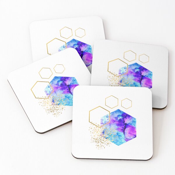 Item preview, Bright blue abstract alcohol ink honeycomb design designed and sold by CreativeStrand.