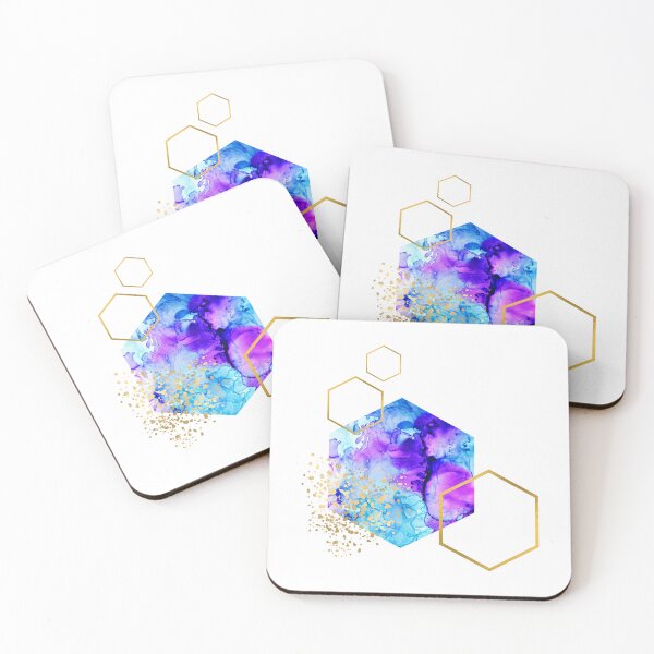 Item preview, Bright blue abstract alcohol ink honeycomb design designed and sold by CreativeStrand.