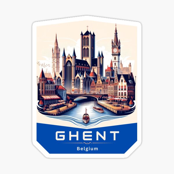 Aperçu de l'œuvre Graphique Ville Gent (Gand, Belgique) créée et vendue par ExquisiteIndigo.