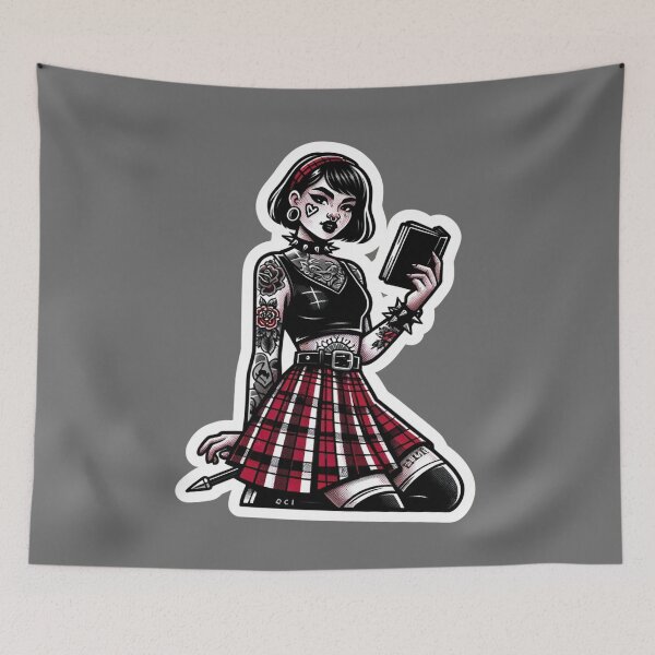 Item preview, Girl in Spiked Collar Reading designed and sold by PinUpPizzazz.