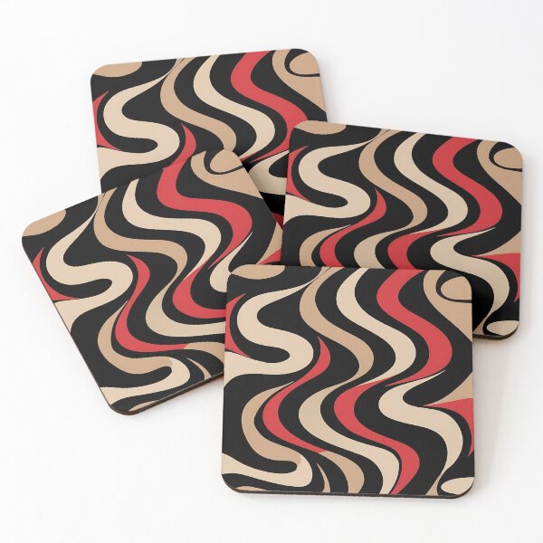 Item preview, Cool Groove Retro Swirl Abstract in Black and Red and Cream Pattern designed and sold by Haji  Kamora.