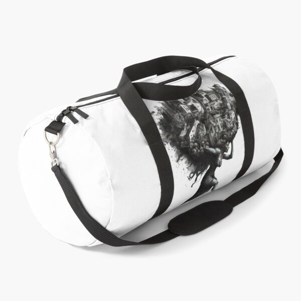 Item preview, woman carrying a chaotic and detailed town on her head designed and sold by Firas Aljazzar.