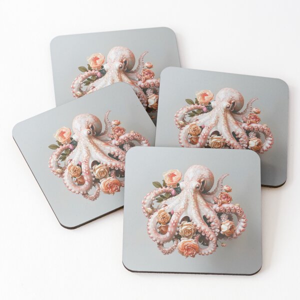 Item preview, "Elegant Octopus: Minimalist Floral Scene" designed and sold by MacroArtHub.