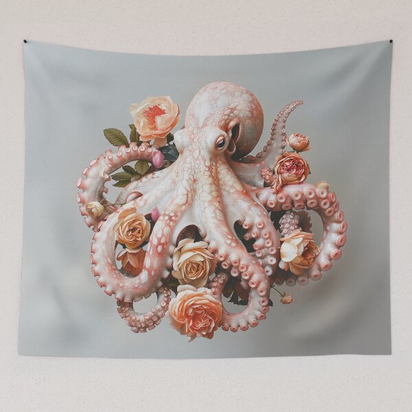 Item preview, "Elegant Octopus: Minimalist Floral Scene" designed and sold by MacroArtHub.