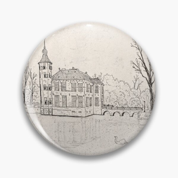 Item preview, Bouvigne Castle Breda Netherlands Architecture Pen Ink Illustration designed and sold by Wall-Art-Sketch.