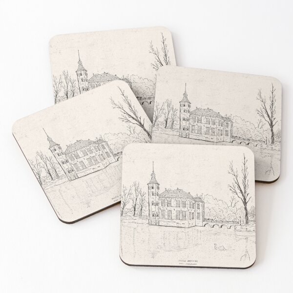 Item preview, Bouvigne Castle Breda Netherlands Architecture Pen Ink Illustration designed and sold by Wall-Art-Sketch.