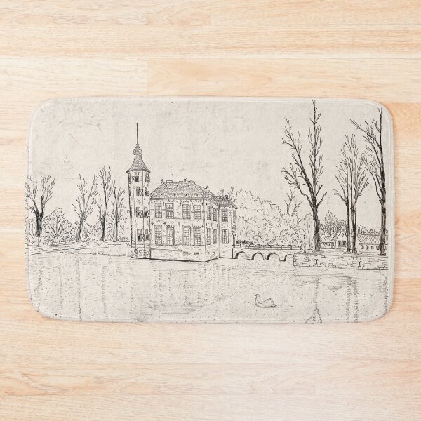 Item preview, Bouvigne Castle Breda Netherlands Architecture Pen Ink Illustration designed and sold by Wall-Art-Sketch.