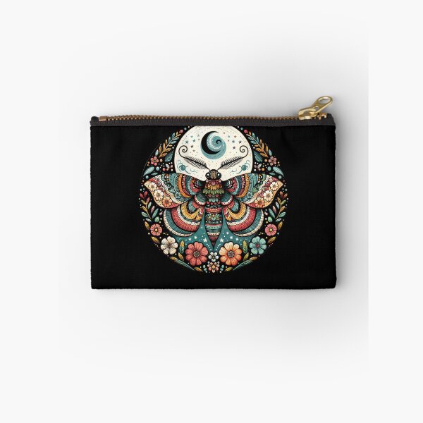 Item preview, whimsical cottagecore folk art moth, Sfingide Acherontia atropos, with flowers, witch, Halloween, magic, witchcraft, Wicca designed and sold by Collagedream.