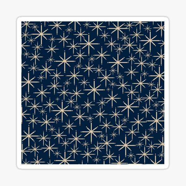Item preview, Mid Century Modern Twinkling Starburst Retro Atomic Pattern in Navy Blue and Beige designed and sold by kierkegaard.