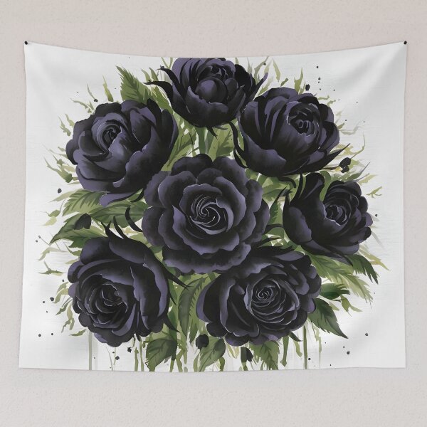Artikelvorschau, Aquarellmalerei mit schwarzen Rosen entworfen und verkauft von denakh.