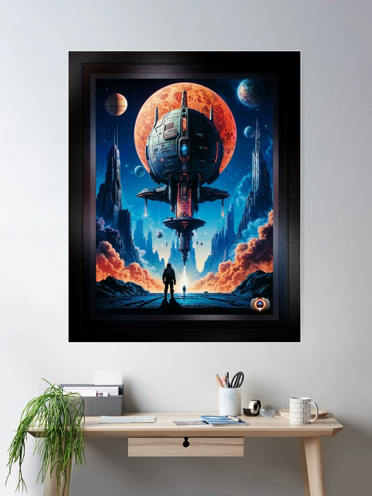 The Landing Retro Fusion Sci-Fi Space Art AI Concept Art by Xzendor7 - Captivating Poster Art 2 The Landing Retro Fusion Sci-Fi Space Poster Art Mesmerizing AI Concept Art by Xzendor7 Room Decor Poster Art Print