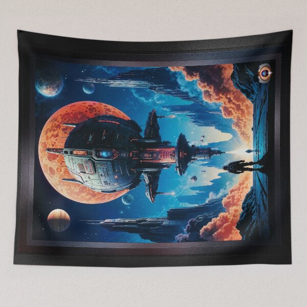 Item preview, The Landing Retro Fusion Sci-Fi Space Poster Art Mesmerizing AI Concept Art by Xzendor7 designed and sold by Xzendor7 Digital Art Creations.