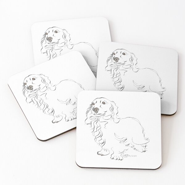 Item preview, Line drawing of a long haired Doxie - by Karen Little of Littleviews designed and sold by Littleviews.