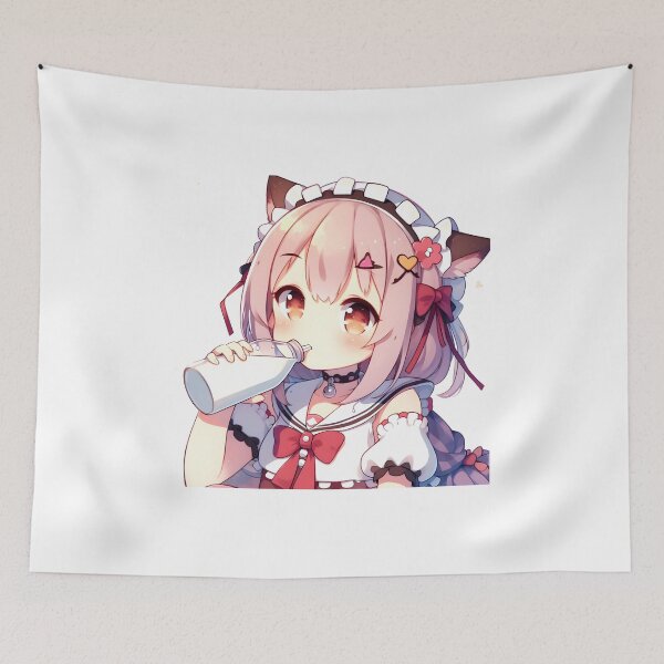 Item preview, Anime cat girl drinking milk designed and sold by Hustl3AsUsu4l.