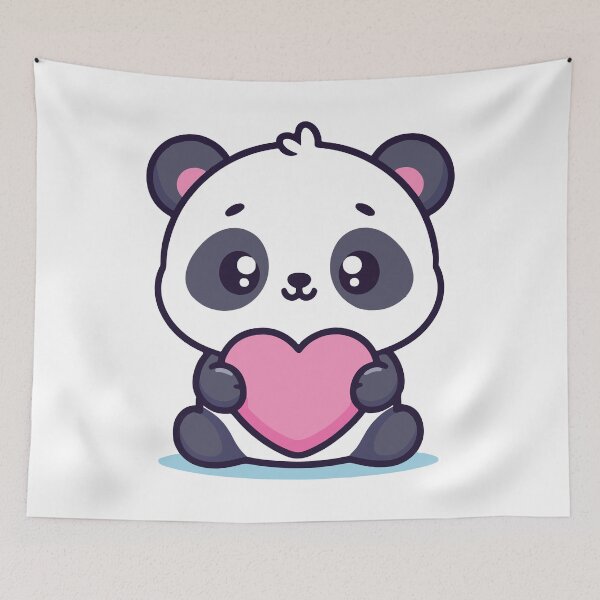 Item preview, Adorable Panda Embraces Love: Holding a Pink Heart designed and sold by Colorful Dreams.
