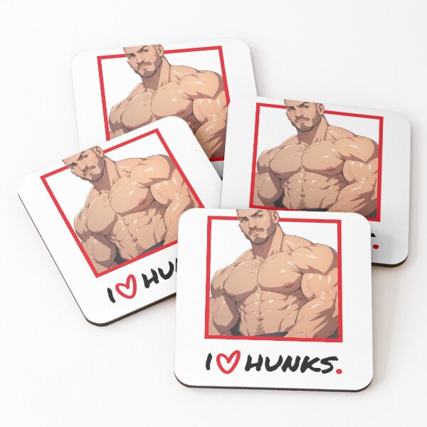 Item preview, I heart Hunks. Manga-style muscular hunk design! designed and sold by gymmanga.