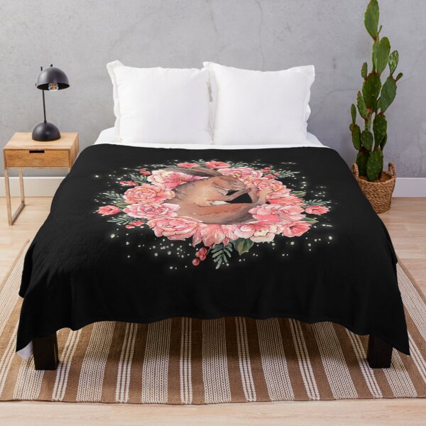 Item preview, Sleeping hare surrounded by magical pink flowers in watercolor style designed and sold by AnaVerana.