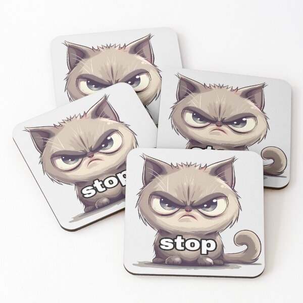 Item preview,  Angry cartoon cat with a stern expression say stop designed and sold by mando24895.