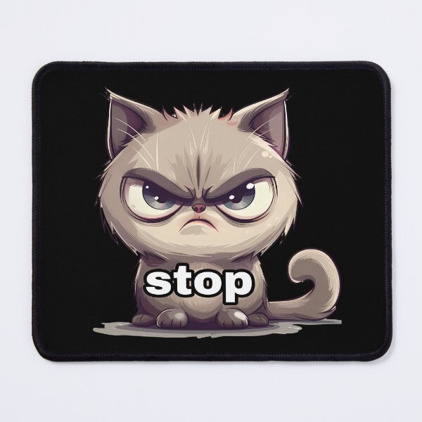 Item preview, Angry cartoon cat with a stern expression say stop designed and sold by mando24895.