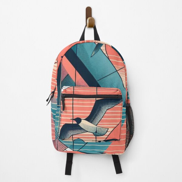 Item preview, Geometric sunset landscape coral and blue designed and sold by coloursforkids.