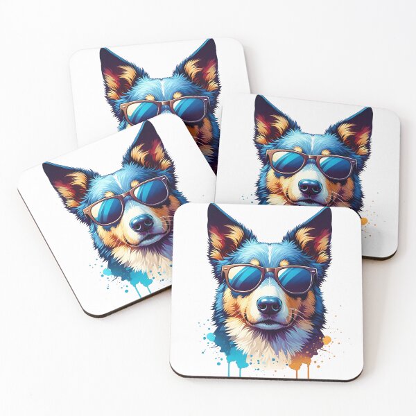 Item preview, Blue And Tan Australian Kelpie Wearing Sunglasses  designed and sold by TheAnimalZ00.