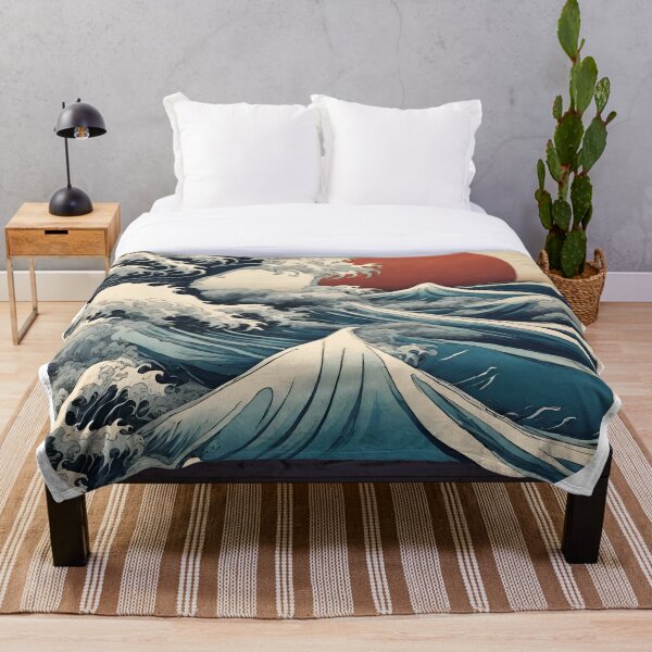 Item preview, Great Retro Wave Blue Japanese Art designed and sold by shirtsetcetera.