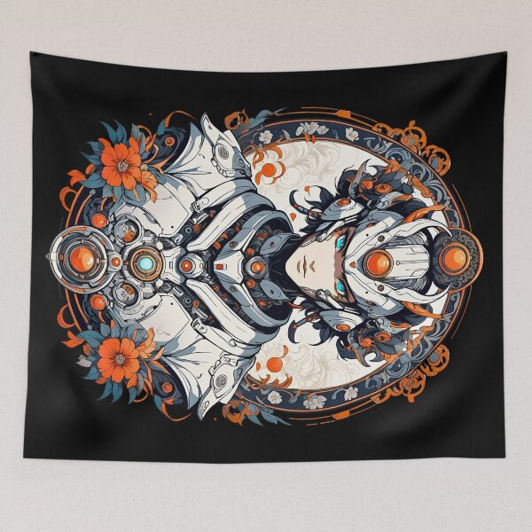 Item preview, Anime Robot Samurai Cyber Mecha retro 80s design designed and sold by BorgSpareParts.