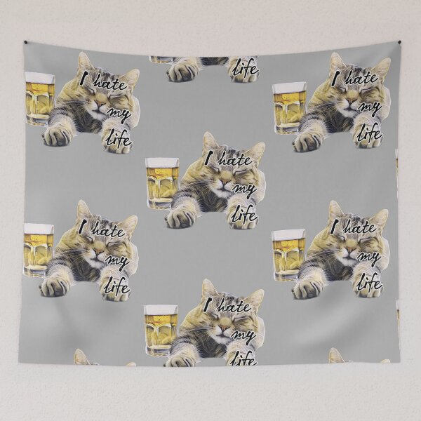 Item preview,  funny Drunken cat designed and sold by mando24895.