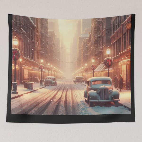 Item preview, Vintage Christmas Eve Digital Art: Nostalgic Main St. Snow Scene designed and sold by Era-Swing.