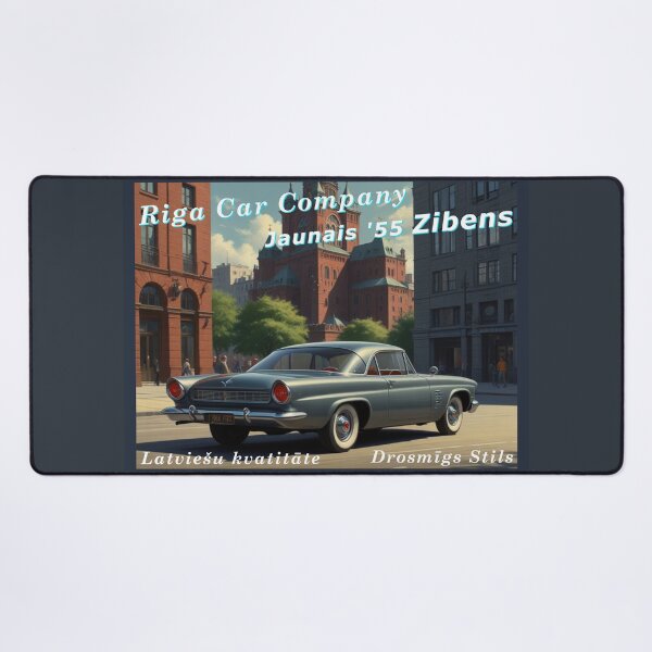 Item preview, Vintage car poster - Riga Car Co. - 1955 Zibens Sports Coupe metal green Latvian designed and sold by BareCanvasCompany.