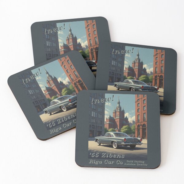 Item preview, Vintage car poster - Riga Car Co. - 1955 Zibens Sports Coupe metal green English designed and sold by Museum Of Non-Existing Art.