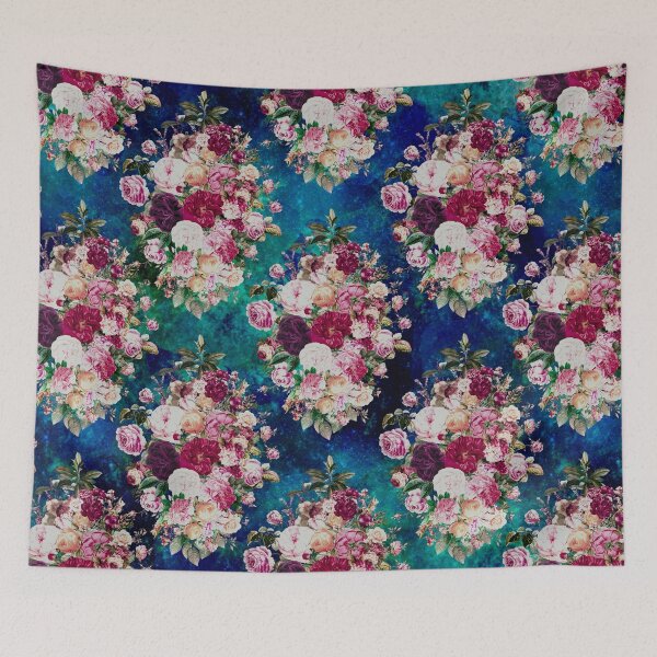 Item preview, Flowers in a diamond floral pattern, decorative pattern, modern design, flowers repeat pattern, blue turquoise floral   designed and sold by ZeinabTaha.