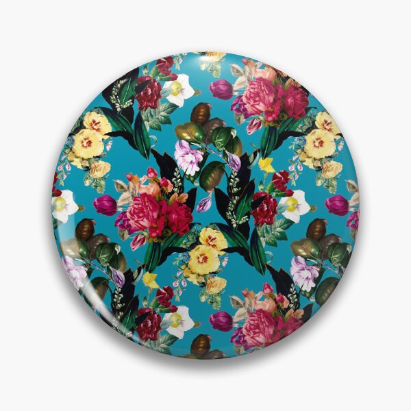 Artikelvorschau, Blumen in einem rautenförmigen Blumenkettenmuster, dekoratives Muster, modernes Design, sich wiederholendes Blumenmuster, blau-türkises Blumenmuster entworfen und verkauft von ZeinabTaha.