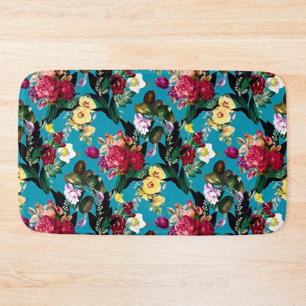 Item preview, Flowers in a diamond floral chain pattern, decorative pattern, modern design, flowers repeat pattern,blue turquoise floral   designed and sold by ZeinabTaha.