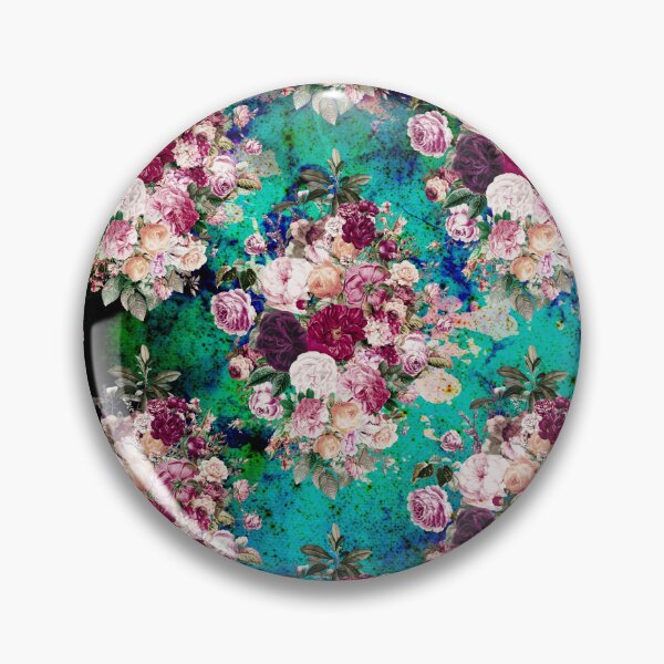Artikelvorschau, Blumen in einem Rautenmuster, dekoratives Muster, modernes Design, Blumen-Repeat-Muster, mehrfarbiges türkises Blumenmuster entworfen und verkauft von ZeinabTaha.