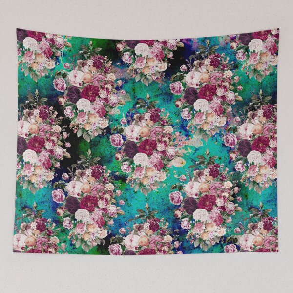 Item preview, Flowers in a diamond floral pattern, decorative pattern, modern design, flowers repeat pattern, multicoloured turquoise floral   designed and sold by ZeinabTaha.