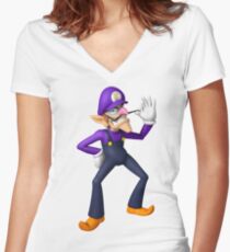 Waluigi Women's Fitted V-Neck T-Shirt