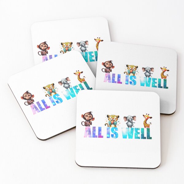 Item preview, All is well Affirmation with cute animal illustrations designed and sold by Fantacaroo Designs.