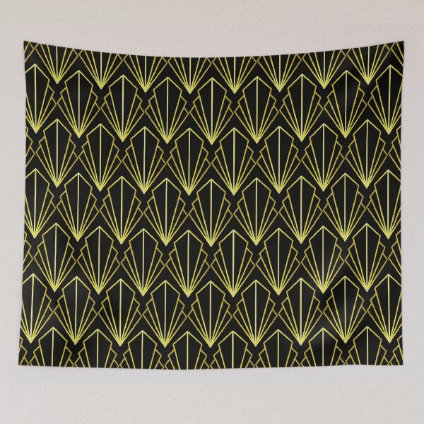 Item preview, Art Deco Black And Golden Vintage Fan Pattern designed and sold by DEC02.