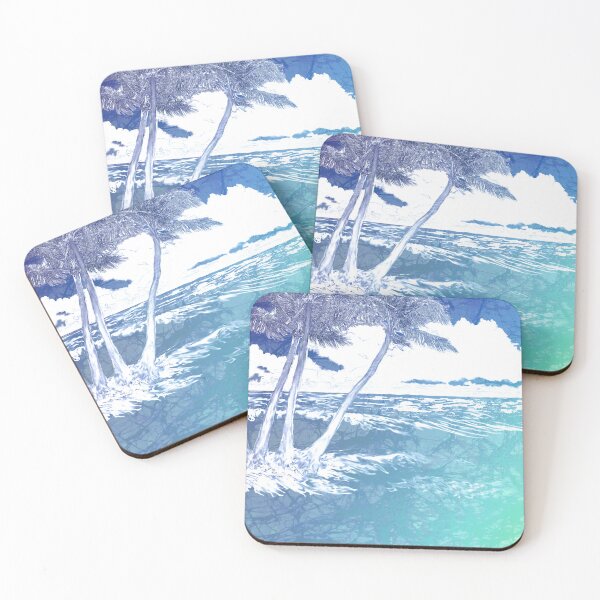 Item preview, Summer Beach palm trees sea shore vacation batik style ocean holiday break designed and sold by AuroraXGreen.