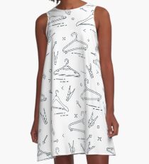 Pattern with clothes hangers and clothespins. A-Line Dress