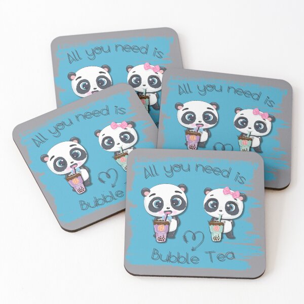 Item preview, Bubble Tea, sweet panda, funny pandas, All you need is Bubble Tea, Panda, scr,atched blue, designed and sold by GOLDENGARDENART.