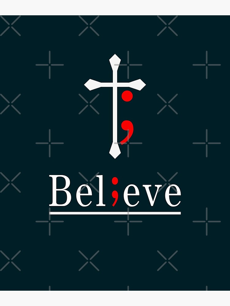 Christian Quote Cross Symbol Art Lettering - Believe