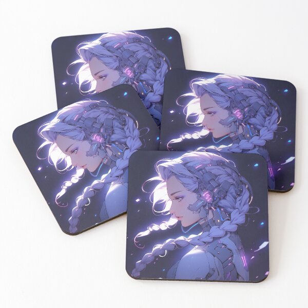 Item preview, Serene Cybernetic Twilight Glow Anime Girl designed and sold by bubblegoth.