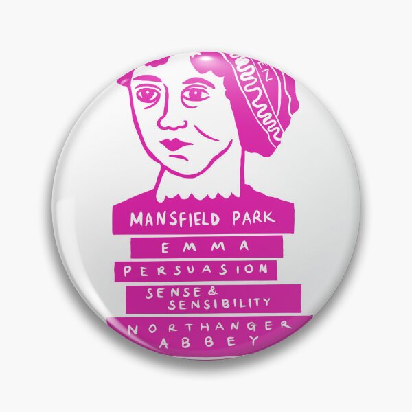 Item preview, Jane Austen and Her Book Stack Linocut (pink) designed and sold by louweasely.