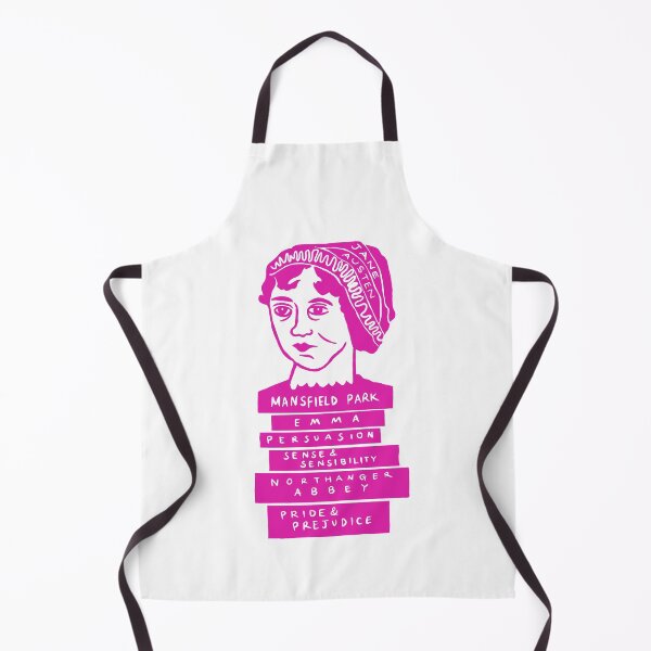 Item preview, Jane Austen and Her Book Stack Linocut (pink) designed and sold by louweasely.